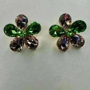 Pink & Green Crystal Earrings